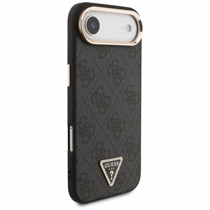 GUESS viedtālruņa apvalks IPHONE 17 Air, saderīgs ar MagSafe GUHMP17MP4GTDGMK (4G PU W/ Triangle Logo) zelts un melns