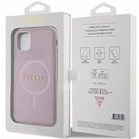 Guess GUHMN61PSAHMCP viedtālruņa apvalks iPhone 11 / Xr - rozā Saffiano Magnētiskais