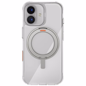 Uniq Swivix vāciņš iPhone 17 ar 360° rotējošu statīvu – caurspīdīgs