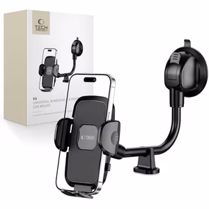 Tech-Protect V3 garais automašīnas tālruņa turētājs vējstiklam / panelim - melns