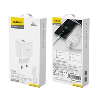 Dudao A20EU USB-A 18W sienas lādētājs - balts + USB-A - USB-C kabelis