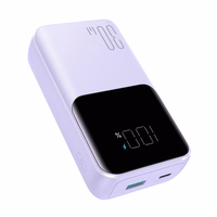 Joyroom JR-PBC06 mini portatīvais lādētājs ar iebūvētiem USB-C / Lightning kabeļiem 30W 10000mAh - violeta