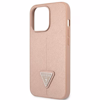 Guess GUHCP13LPSATLP iPhone 13 Pro / 13 6.1" rozā cietais apvalks SaffianoTriangle logotips