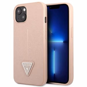 Guess GUHCP13SPSATLP iPhone 13 mini 5.4" розовый/розовый жёсткий чехол Saffiano Triangle Logo