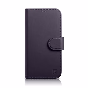 iCarer Viedtālruņa apvalks 2in1 no ādas ar atlokāmu vāciņu Anti-RFID tumši violetais iPhone 14 Pro (WMI14220726-DP)