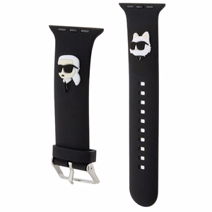 Karl Lagerfeld 3D Rubber Karl un Choupette Heads siksniņa melna priekš Apple Watch 38/40/41mm