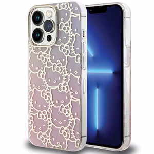 Hello Kitty IML gradienta elektrop blīvi izvietotu kaķu galvu viedtālruņa apvalks iPhone 14 Pro - rozā