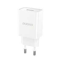 Dudao A4EU USB-A 2.1A sienas lādētājs - balts + USB-A - Lightning kabelis