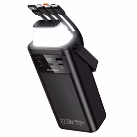 Borofone portatīvais lādētājs 30000mAh BJ65 High - 2xUSB + Type C - QC 3.0 22,5W + PD 20W ar USB, Type C, Lightning un micro USB melna