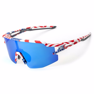 Rockbros polarizētas velosipēda brilles ar UV aizsardzību un korekcijas ieliktni, zilas lēcas, USA raksts - baltas