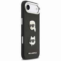 KARL LAGERFELD viedtālruņa apvalks IPHONE 17 Air, ar magnētisko MagSafe, (KLHCP17MPSFDHPOK, FW Grained PU W/ K&C Heads Pins & Logo) melns