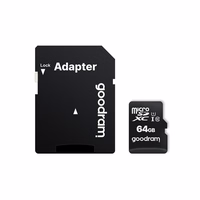 GOODRAM atmiņas karte microSD 64GB 100MB/s class 10 UHS I ar SD adapteri