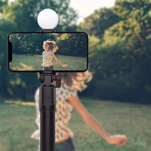 Selfiju nūja WR1YXS teleskopisks statīvs 0.71m ar apaļu lampu - melna