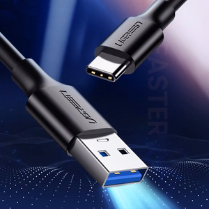 Ugreen US184 20882 USB-A 3.0 / USB-C 3A kabelis 1m - melns