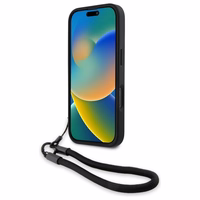 BMW Signature Leather Wordmark Cord Case priekš iPhone 16 Pro - Melns