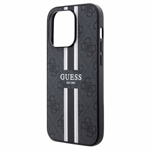 Guess 4G Printed Stripes Magnētiskais viedtālruņa apvalks iPhone 15 Pro Max - melna