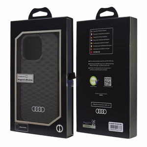 Audi IML Izšuvuma raksts Magnētiskais iPhone 16 Pro 6.3" melns/melns cietais apvalks AU-IMLMIP16P-Q5/D3-BK