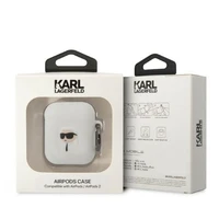 Karl Lagerfeld KLA2RUNIKH AirPods 1/2 apvalks balta/balta silikona Karl galvas 3D