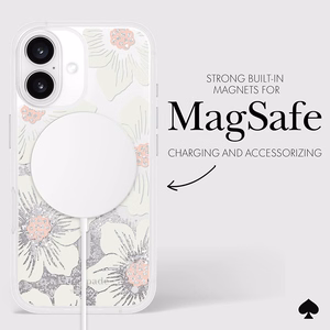 Kate Spade New York Liquid Glitter MagSafe - Case for iPhone 16 (Hollyhock Floral)