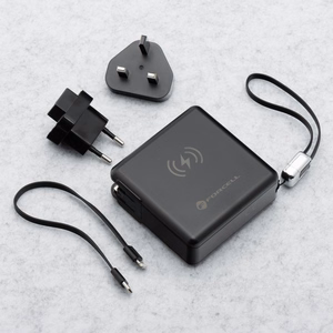 FORCELL F-ENERGY daudzfunkcionāls lādētājs 45W 6in1 ar USB A un USB C ligzdām, portatīvais lādētājs 15000mAh un bezvadu uzlāde 15W