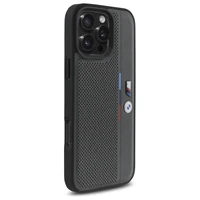 BMW M perforētā trīskrāsu līnija iPhone 16 Pro Max apvalks - tumši pelēks