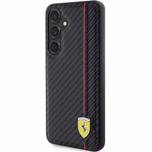 Ferrari Carbon Printed Line viedtālruņa apvalks Samsung Galaxy S24 - melns