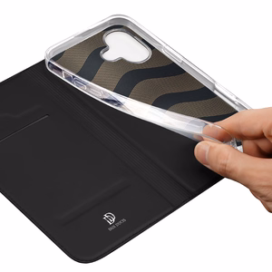 Dux Ducis Skin Pro viedtālruņa apvalks iPhone 16 Plus ar atveramu vāciņu un karšu nodalījumu - melns