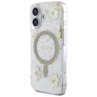 Guess Resin Flowers Glitter MagSafe iPhone 16 viedtālruņa apvalks (m) - smilškrāsas (m)