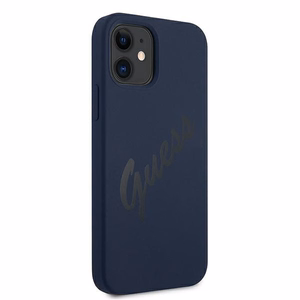 Guess GUHCP12SLSVSBL iPhone 12 mini 5.4" zils/zils cietais apvalks Script Vintage