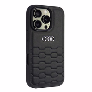 Audi Sintētiskās ādas iPhone 16 Pro 6.3" melns/melns cietais apvalks AU-TPUPCIP16P-GT/D2-BK