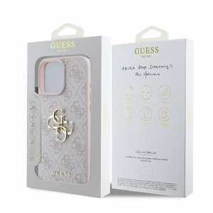 Guess 4G Liels logotipa apvalks viedtālrunim iPhone 16 Pro - rozā