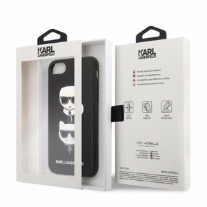 Karl Lagerfeld KLHCI8SAKICKCBK iPhone 7/8 / SE 2020 / SE 2022 melns/melns cietais apvalks Saffiano Karl&Choupette Galva