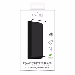 Puro Frame rūdīts stikls priekš Samsung Galaxy S26 Plus - ar melnu rāmi