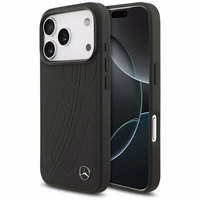 Mercedes Ādas Liels Laurel Lapu Magnētiskais Viedtālruņa apvalks iPhone 17 Pro - Melns