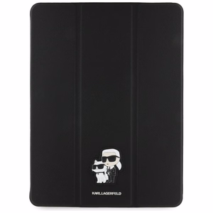 Karl Lagerfeld Saffiano magnētiskais Karl & Choupette iPad Air 13" 2024 grāmatas tipa apvalks - melns