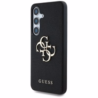 Guess Grained Big 4G Logo Small Classic Logo viedtālruņa apvalks Samsung Galaxy S25 melns
