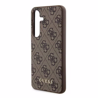 Guess 4G Metal Gold Logo viedtālruņa apvalks Samsung Galaxy A35 - brūns