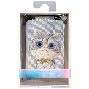 Nimmy New Big-Eye Cute Pets 2.0 Cat MagSafe magnētiskais karšu maciņš tālrunim ar statīvu – pelēks