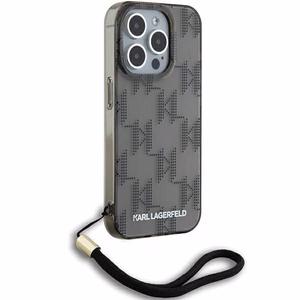 Karl Lagerfeld IML Mono KL Pattern & Cord viedtālruņa apvalks iPhone 15 Pro Max - melns