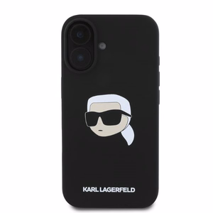 Karl Lagerfeld silikona viedtālruņa apvalks Karl Head Print Magnētiskais iPhone 16 - melns