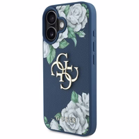 Guess Grained Roses Big 4G logo viedtālruņa apvalks iPhone 16 - zils