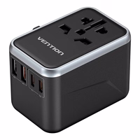 Vention FJFB0 GaN 2xUSB-C 2xUSB-A universālais ceļojumu adapteris 65W (melns)