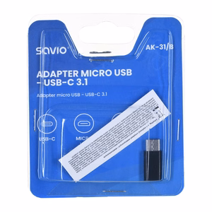 Savio AK-31 / B kabeļa saskarnes adapteris Micro USB USB 3.1 Typ C melns