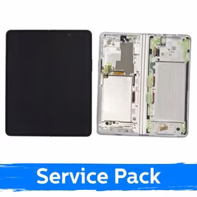 LCD displejs saderīgs ar Samsung F926 Z Fold3 (INNER) ar rāmi / Phantom Silver / (Service Pack)