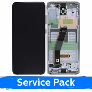 LCD Display Compatible With Samsung G980 (G981) S20 With Frame / Cloud White / (Service Pack)