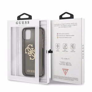 Guess GUHCP12LPCUGL4GBK iPhone 12 Pro Max 6.7" melns/melns cietais apvalks Spīdums 4G Liels Logotips