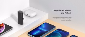 Внешний аккумулятор Veger PlugOn (W0556P) PD QC3.0 3A 20W 5000 mAh со встроенным коннектором Lightning чёрный
