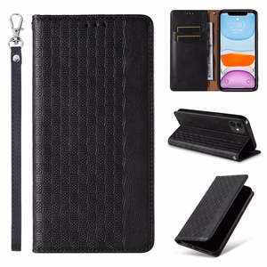 Magnet Strap Case для iPhone 12 кошелёк + мини-подвеска ремешок чёрный