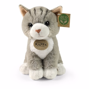 Rappa Soft Collection videi draudzīga reālistiska plīša rotaļlieta – sēdošs pelēks kaķis, 23 cm
