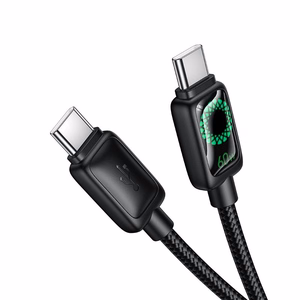 Kabelis ar LCD USB C uz USB C Hoco 3A 60W 1,2 m U146 melns